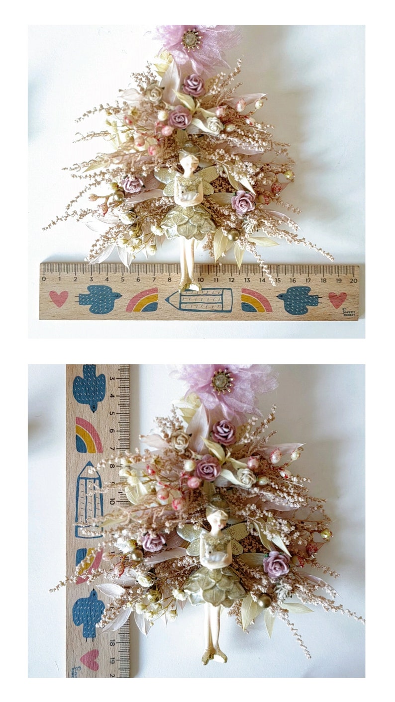 Christmas tree decor Christmas decoration Christmas fairy Fairycore Pink Christmas Vintage Christmas Christmas gift Tree decoration Magaela image 8