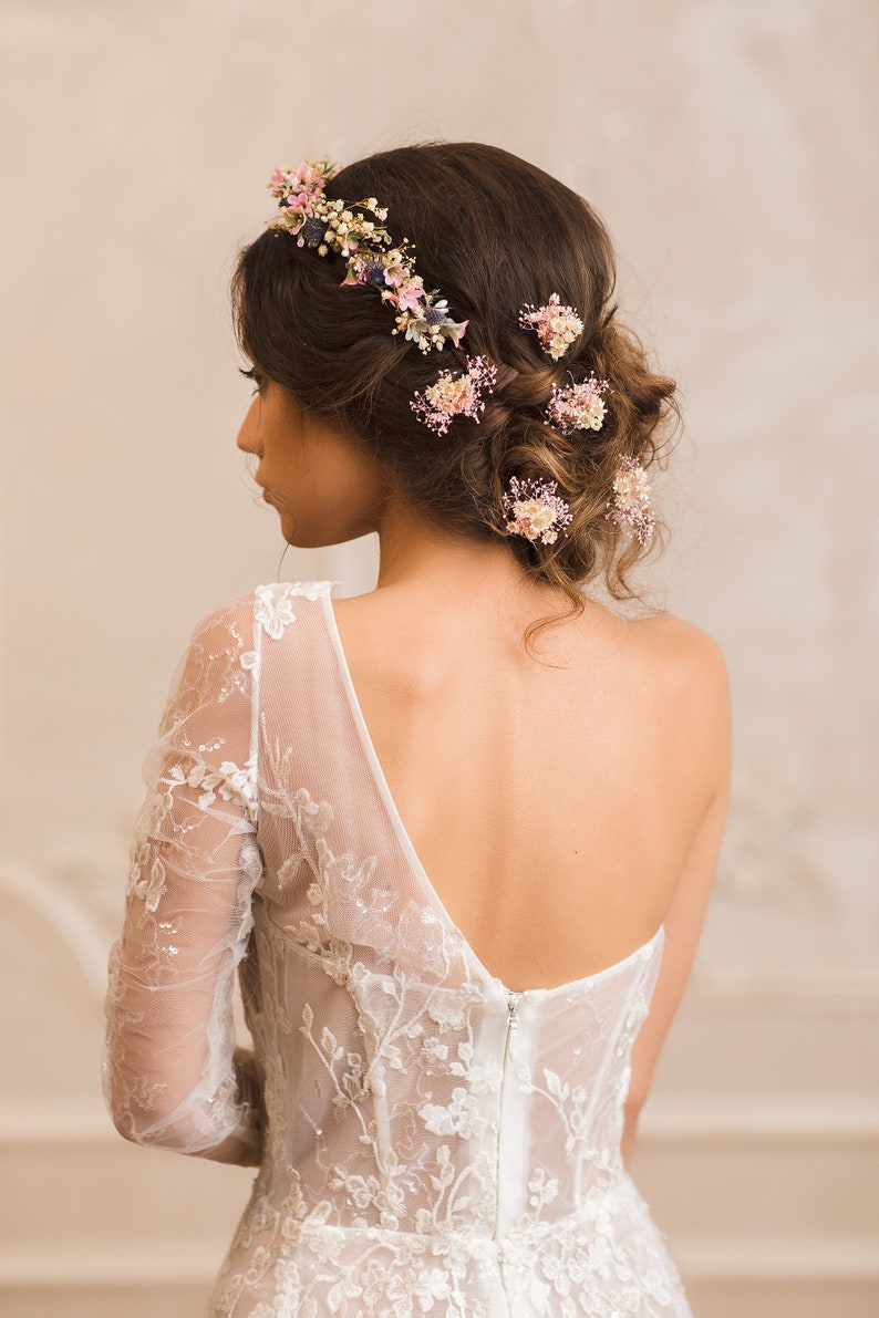 Épingles à cheveux de fleurs de mariée Fleur de cheveux romantique Bijoux de mariage Fleurs de coiffure Bride to be Hochzeit Magaela accessoires Fait à la main Personnalisable image 2