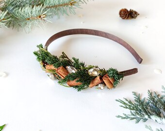 Cinnamon headband Christmas flower headband New Year party Winter wedding Xmas headpiece Magaela accessories Christmas party Gift for her