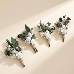 Green & White Boutonniere: Rose Wedding Buttonhole