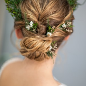 Fleur haipins Épingles à cheveux de fleurs de forêt Mariage en forêt Cheveux de mariée Accessoires pour cheveux Fée design Mariage rustique Fern épingles à cheveux Magaela image 2