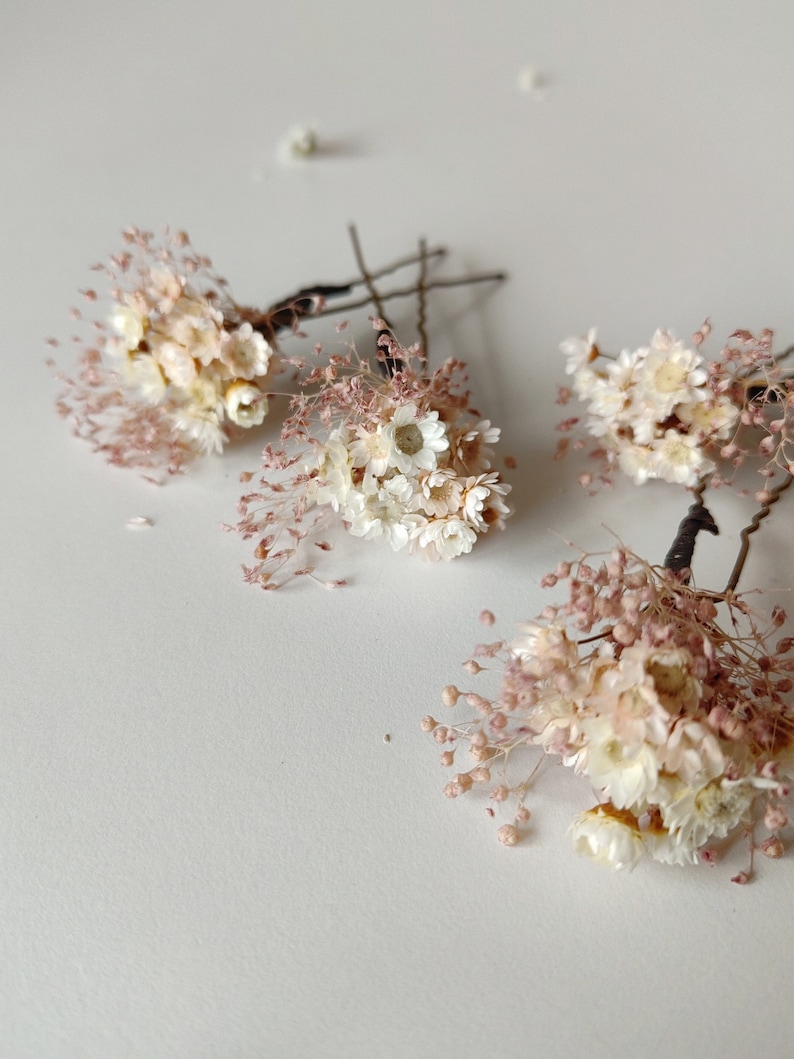 3pcs/5pcs/10pcs Romantic flower hair pins Ivory and Rose gold hairpins Wedding flower pins Bridal hair accessory Vintage Rustic wedding image 4