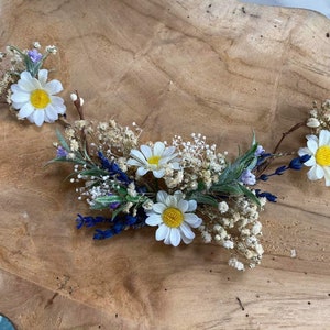 Daisy flower hair vine Lavender flower hair arrangement Bridal meadow headpiece Daisy hair flowers Magaela Wedding jewelry Wildflowers image 1