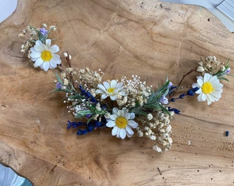 Daisy flower hair vine Lavender flower hair arrangement Bridal meadow headpiece Daisy hair flowers Magaela Wedding jewelry Wildflowers