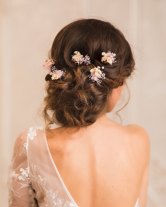 Forcine Capelli Sposa SWEETV - Accessori Nuziali Con Fiori In Ceramica E Foglie Oro Rosa - Foto 4