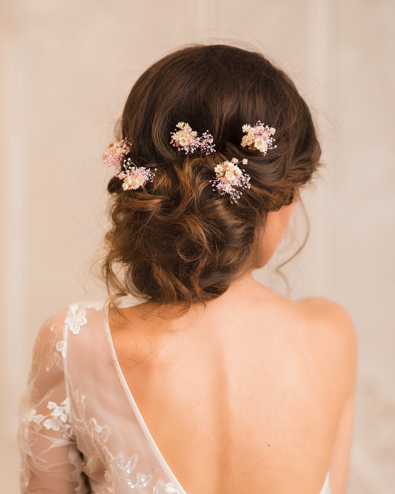 Épingles à cheveux de fleurs de mariée Fleur de cheveux romantique Bijoux de mariage Fleurs de coiffure Bride to be Hochzeit Magaela accessoires Fait à la main Personnalisable image 1