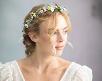 帽子 Meadow Flower crown Flower Crown - Flower Crown Wreath - Wedding Flower Crown