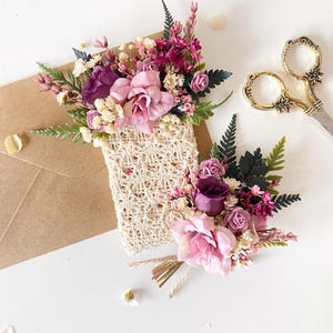 Purple flowers Pocket boutonniere Purple corsage Groom suit Groom&#39;s accessory Rustic wedding Flower buttonhole Wedding accessories Groom