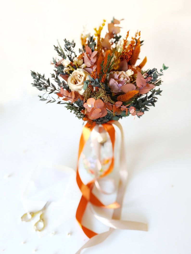 Terracotta bridal bouquet Rustic autumn wedding Boho bridal bouquet Fall wedding Terraccota wedding Boho bridal bouquet Magaela Bride to be image 5