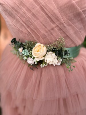 Ceinture Ruban Ajustable Avec Ornement Rose Pour Femme - Idéale Mariage, Soirée, événement Formel Ou Quotidien
