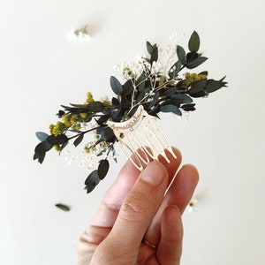 Greenery bridal hair comb Eucalyptus flower comb Preserved flower hair comb Greenery wedding Ixodia flowers Rustic wedding Magaela Bride image 8