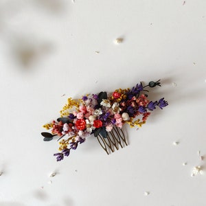 Colorful bridal comb Wild flowers Meadow flowers Summer wedding Preserved flower hair comb Bridal hair accessory Rustic wedding Flower hair Small hair comb