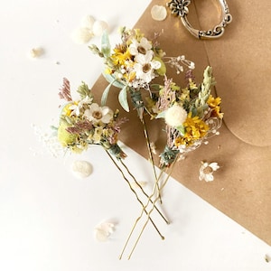 Natural flower hairpins Bridal rustic hair pins Wedding bobby pins Meadow wild flower hairpins Cottagecore Bridal hair accessory Magaela