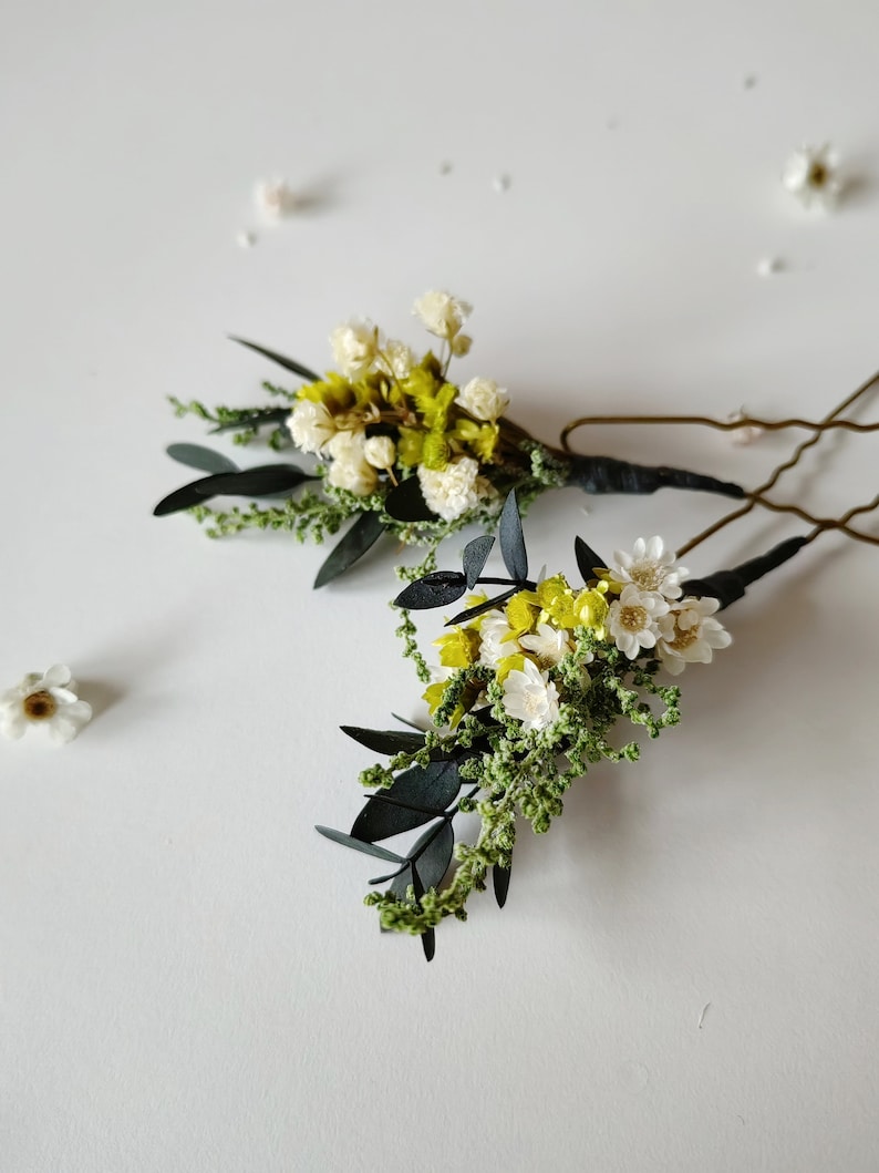 Meadow flower hairpins Natural dried flower hairpins Wedding hairstyle Bride to be Magaela Bridal hair accessories Colourful wildflowers image 8