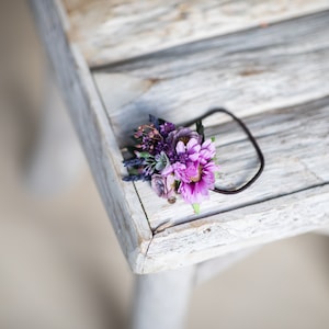 Purple flower hair tie Bridal hair flowers Flower girl hair tie Wedding flower hair bobble Magaela Hair accessories Back to school Violet image 5