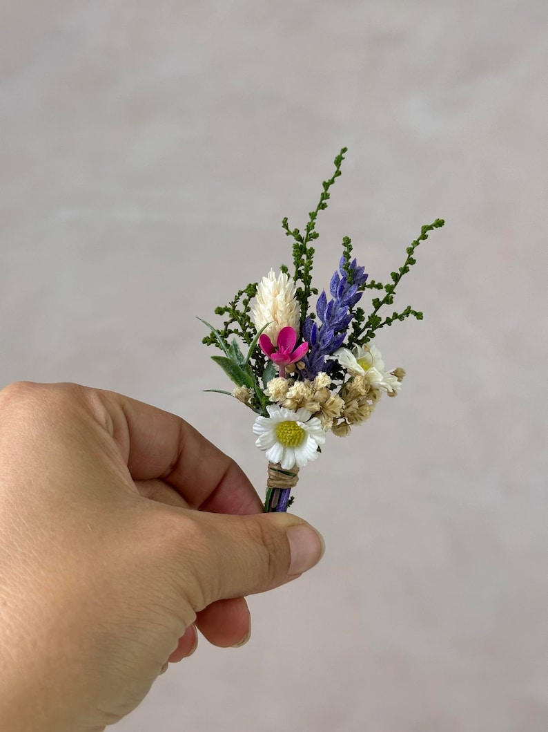Meadow flower hair crown Bridal accessories Lavender and daisy flower wreath Meadowy headpiece Magaela Bride to be Wildflowers crown smaller boutonniere