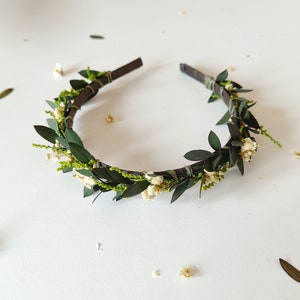 Greenery flower headband Wedding headpiece Bridal flower crown Eucalyptus wedding headband Baby's breath headband Flower girl crown Magaela image 6