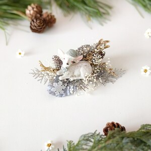 Winter brooch Winter fawn brooch Christmas tree decoration Christmas clip Winter design Frozen Fairytale Vintage Christmas Fawn design
