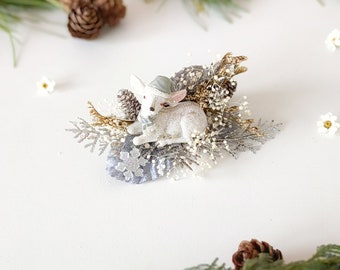 Winter brooch Winter fawn brooch Christmas tree decoration Christmas clip Winter design Frozen Fairytale Vintage Christmas Fawn design