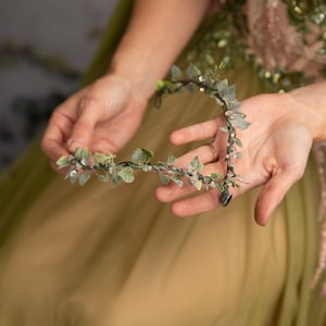 Elfin Tiara - Corona sulla fronte - Cerchietto nuziale - Verde e oro - Italia