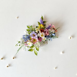 Wildflower hair comb Romantic bridal hair comb Boho wedding accessories Summer wedding Garden wedding Bridal hair comb Meadow flowers Summer image 3