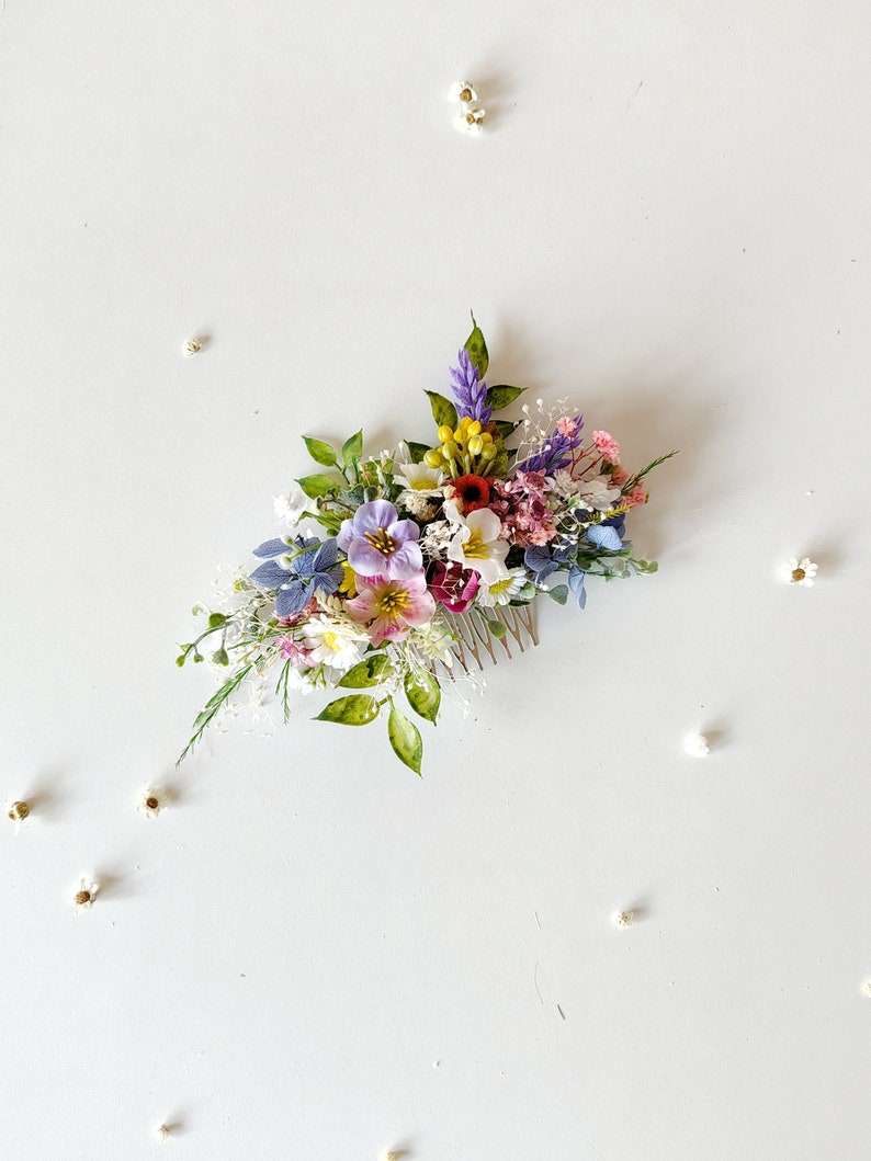 Wildflower hair comb Romantic bridal hair comb Boho wedding accessories Summer wedding Garden wedding Bridal hair comb Meadow flowers Summer image 3