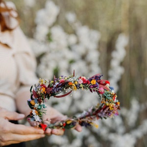 Colourful wedding hair crown Bridal meadow headpiece Flower crown for bride Preserved long lasting crown Wildflowers wedding Autumn Magaela image 5