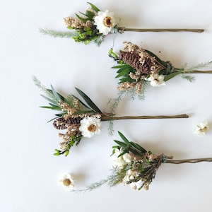 Flower haipins Woodland flower hairpins Wedding in forest Bridal hair Hair accessories Fairy design Rustic wedding Fern hairpins Magaela zdjęcie 7