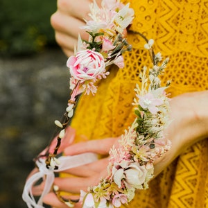 Momia y yo coronas de flores a juego Coronas de flores Madre e hija tocados De la flor chica Accesorios de boda Corona de peonía rosa Magaela imagen 10