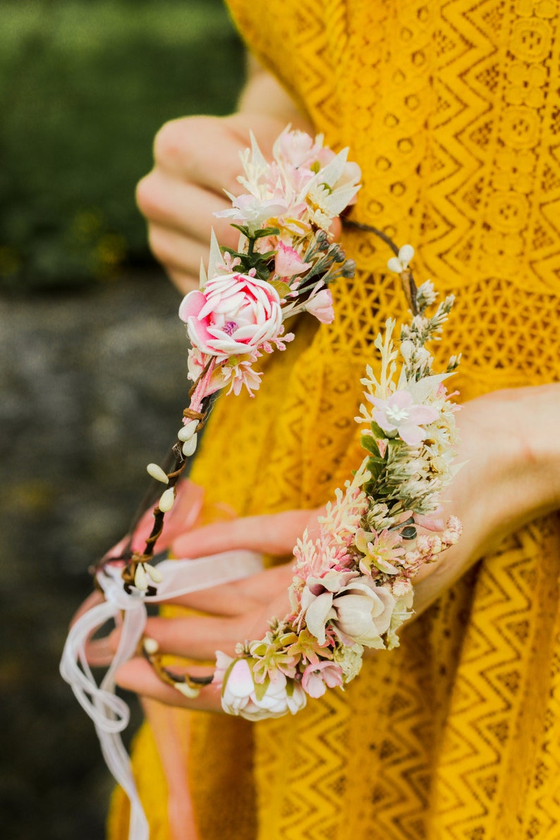 Momia y yo coronas de flores a juego Coronas de flores Madre e hija tocados De la flor chica Accesorios de boda Corona de peonía rosa Magaela imagen 10