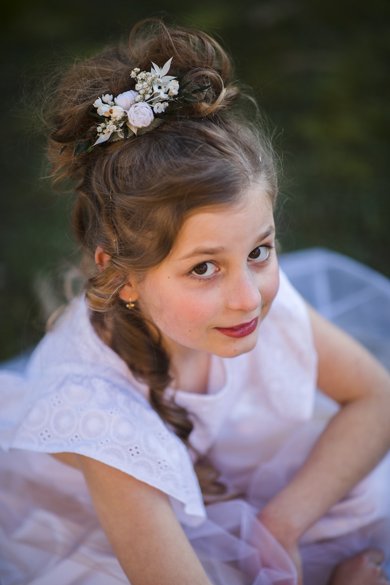 Flower Hair Clip for First Communion White Peony Headpiece for Etsy