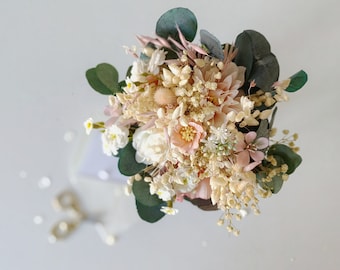 Small wedding bouquet Blush and ivory flower bouquet Vintage flower bouquet Bouquet for bridesmaid Pink peach cream flowers Magaela Spring