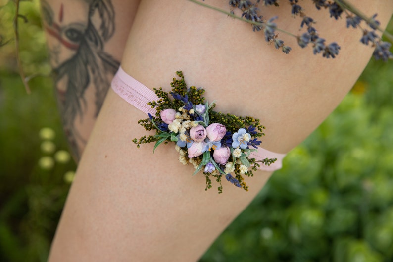 Lavender Wedding Garter Bridal Floral Garter Handmade Garter Etsy