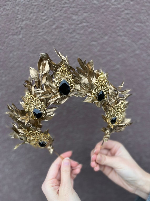 Green/red/black/blue/golden Gem Stone Flower Crown Elegant