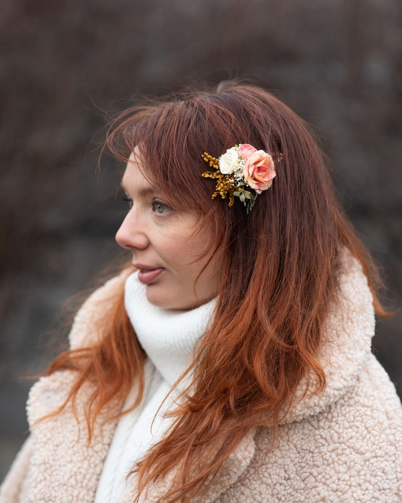 Flower Hair Clips Peach Flower Girl Hair Clips Wedding Etsy