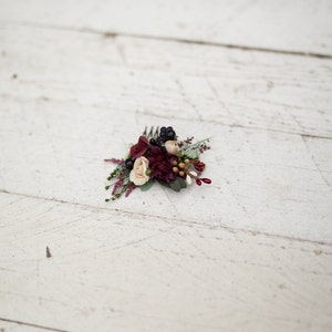 Mini Hair combs floral marshal burgundy flowers wedding comb bridal hair fashion accessories barn wedding woodland style image 3