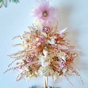 Christmas tree decor Christmas decoration Christmas fairy Fairycore Pink Christmas Vintage Christmas Christmas gift Tree decoration Magaela image 5