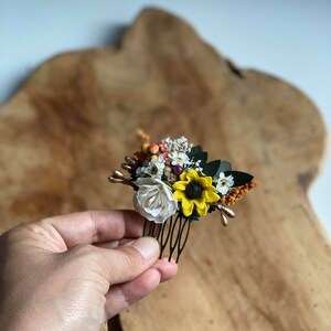 Small flower hair comb Bridal sunflower comb Meadow wedding headpiece Bridesmaids comb Hair flowers Bride to be Mini flower comb Magaela image 7