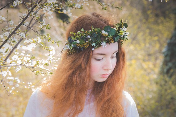 Natural Wreath Greenery Hair Wreath Bridal Hair Wreath With Etsy