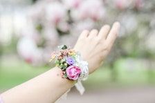 Flower Wrist Corsages Orange Bracelets for Bridesmaid Wedding