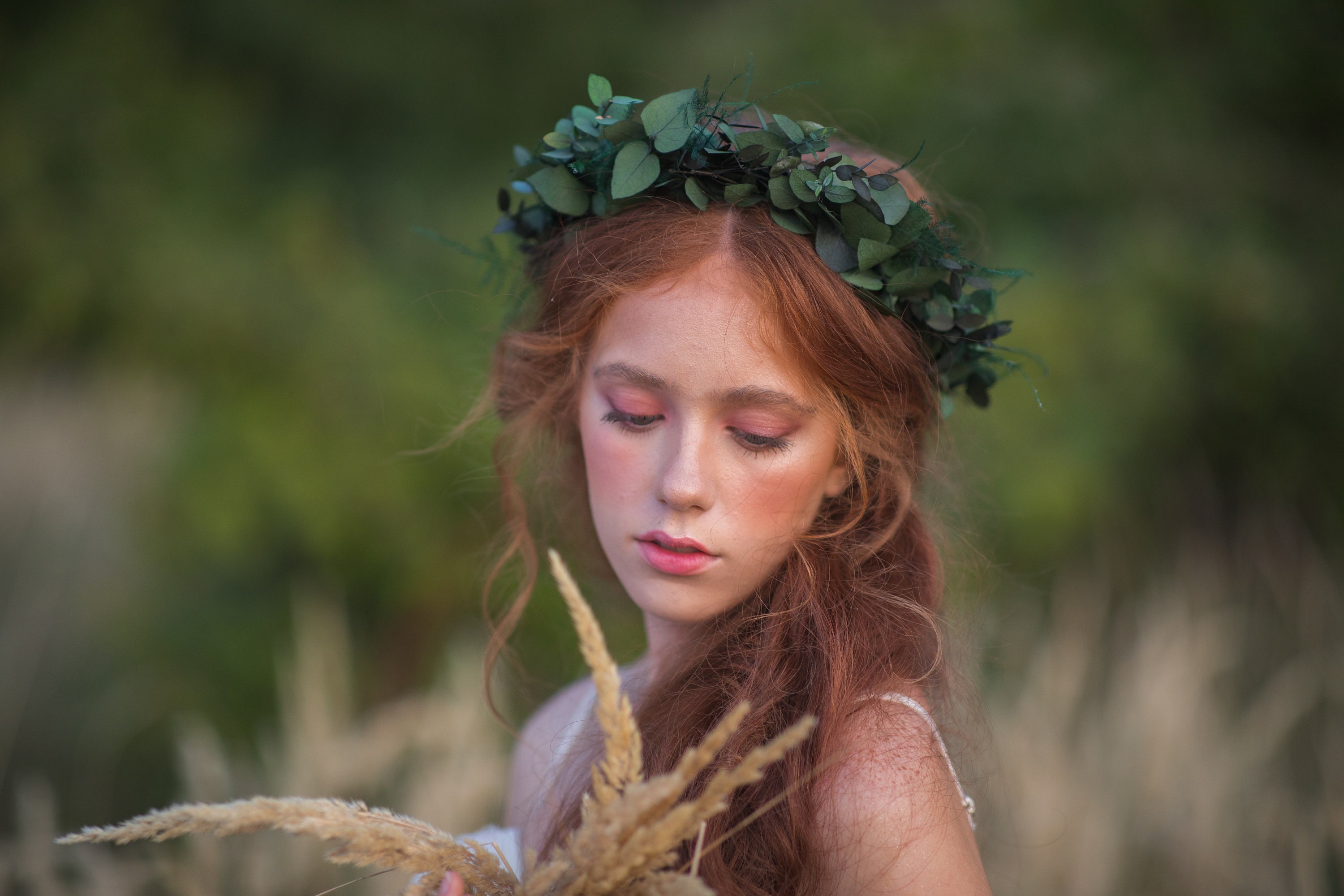 Greenery Bridal Wreath Flower Hair Crown Wedding Jewellery Etsy