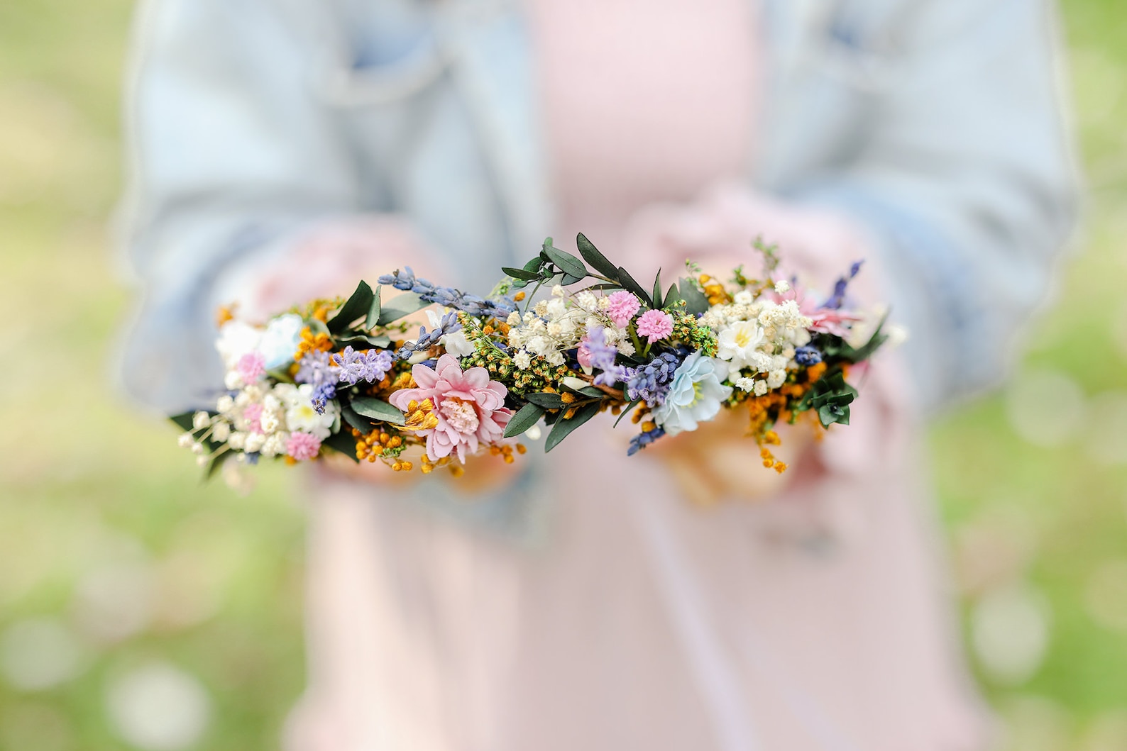 Meadowy Flower Hair Wreath With Lavender Bridal Hair Crown | Etsy