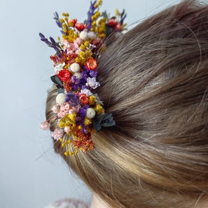 Colorful flower hairpin Romantic hairpin Meadowy design Wedding hairpins Romantic boho hairpins Wild flower hairpins Magaela Summer wedding image 10