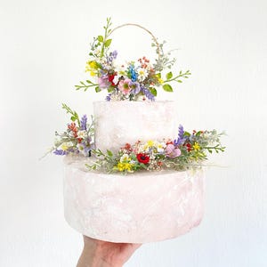Wildflower Wedding Cake Topper Set: Boho Meadow Flowers, Artificial & Preserved