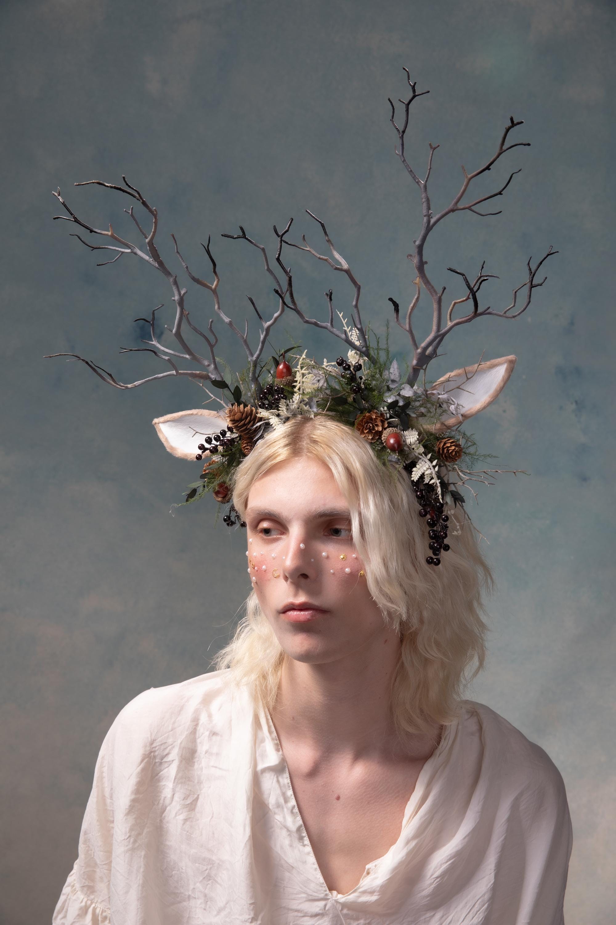 Woodland Antlers Crown: Fairycore Flower Headband - Etsy display picture 1