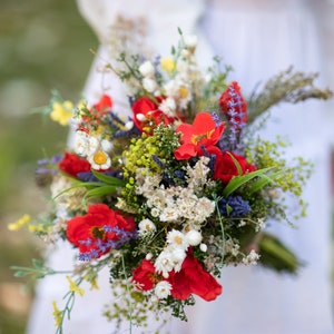 Meadow folk bridal bouquet Poppy flowers natural bouquet Wedding accessories Magaela Durable bouquet for bride Wildflowers bouquet Handmade