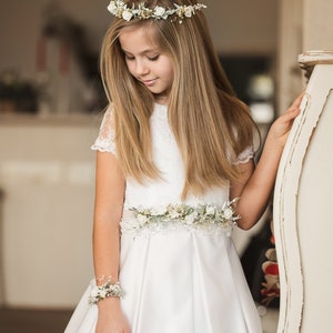 Hair crown for first holy communion Floral wreath with white roses Hair flowers Floral accessories Hair accessories Magaela Handmade zdjęcie 7