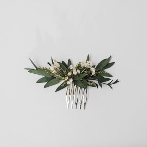 Conjunto de bodas de vegetación Corona de flores Pulsera para novia Peine de pelo de vegetación pequeña Boda de aliento de bebé 2021 novia hecha a mano Magaela Hecho a medida imagen 5