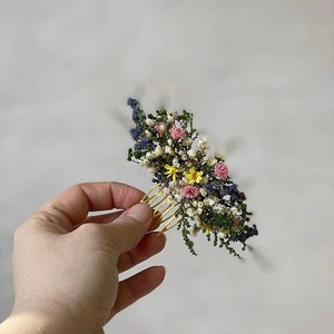 Meadowy hair comb Wild flowers hair comb Bridal hair Fairy design Summer wedding Bohemian flower comb Small bridal hair comb Magaela Bride image 6