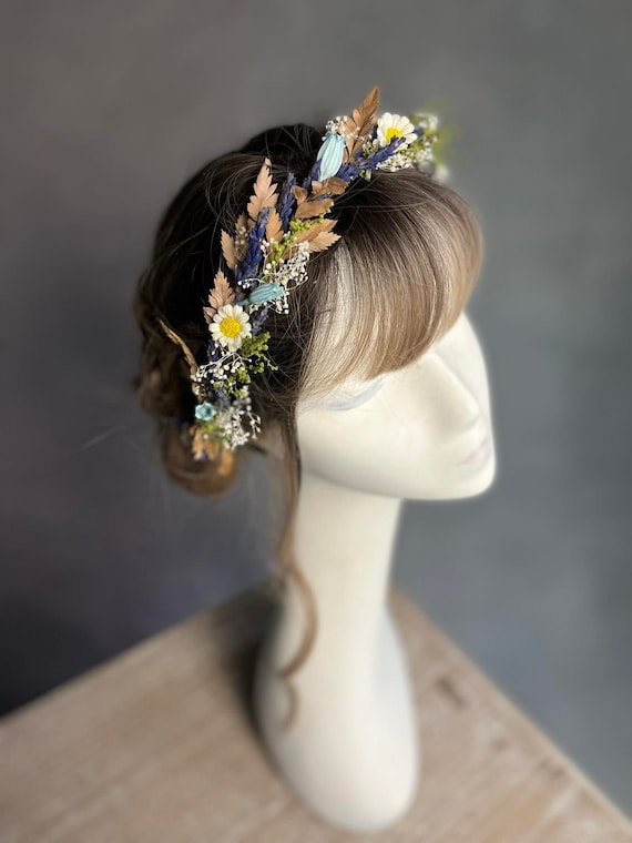 Meadow Flower Crown Bluebell Wedding Wreath Bridal Daisy - Etsy UK